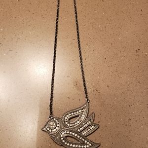 Gun metal necklace with bird